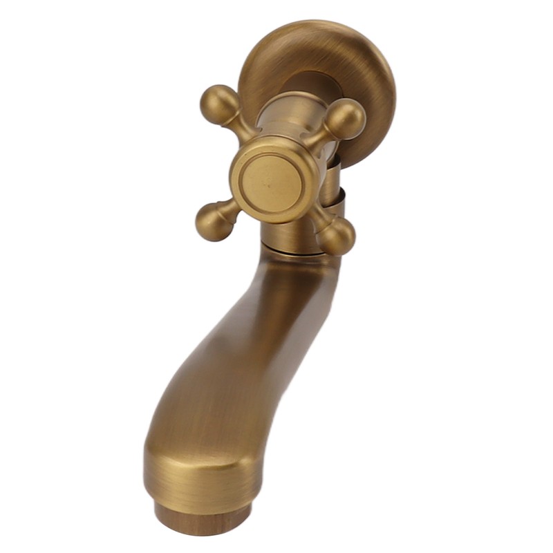 Antique Garden Faucet with Extended Spout Antifreezing Copper Wall Mount