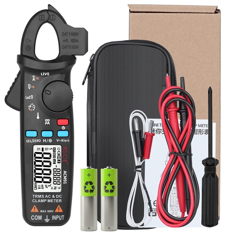 1mA DC Clamp Meter True RMS 6000 Counts Auto-Ranging Digital