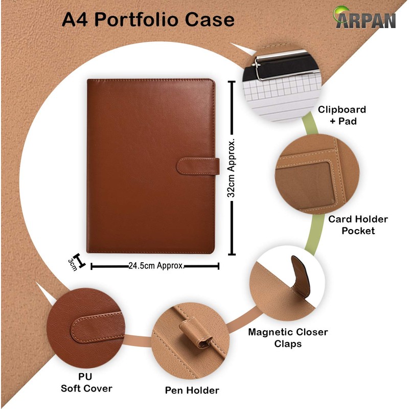 A4 Portfolio Case, Executive Business Document Organizer with Clipboard &