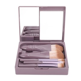 Juego de Brochas de Maquillaje de Cerdas Suaves, Diseño Ergonómico, Portátil, para Viajes a Casa, 5 uds. (PURPLE)