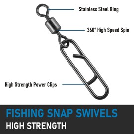 Dr.Fish 20 Pack Fishing Power Clips Swivels Barrel Snap Swivels Quick Change Fishing Snap Connector High Strength Speed Clips Swivels Fishing Tackles Freshwater Saltwater 2#