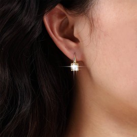 TseenYi Square Crystal Dangle Earrings Gold CZ Square Hook Earrings Samll Rhinestone Drop Earrings Full Clear Rhinestone Earrings Bridal CZ Wedding Earrings Jewelry for Women and Girls