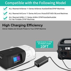 HKY Replacement Resmed AirSense 11 DC Adapter 65W 12V to 24V Car DC Converter for Resmed AirSense 11 AutoSet/Elite/CPAP & AirCurve 11 VAuto/ASV BiLevel Machine CPAP Power Cord Air Airsense 11 Supplies