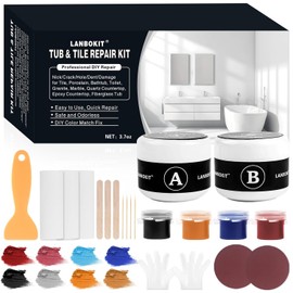 LANBOKIT Tile & Fiberglass Tub Repair Kit(Color Matching), Porcelain Sink Repair Kit, Countertop Repair Kit for Granite, Marble, Quartz, Ceramic & Shower Repair Kit for Chips, Cracks, Scratches, Holes