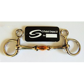 S-Products FILET BAUCHER SNAFFLE HANGING CHEEK WITH COPPER LOZENGE HORSE BITS (5.75")