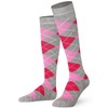 Mysocks Unisex Knee High Long Socks Argyle Ash Fuchsia Pink
