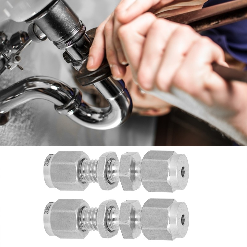 2Pcs Compression Bulkhead 316 Stainless Steel Double Ferrule Fitting Connector