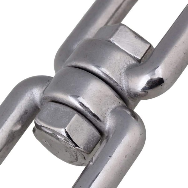 POFET 2Pcs M10 304 Stainless Steel Double Ended Swivel Eye