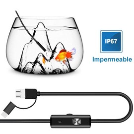 GARCIAS Endoscopio USB 3 en 1, cámara HD de inspección de boroscopio a prueba de agua IP67 para Android, cámara de serpiente con 6 luces LED ajustables para HAVC, alcantarillado, drenaje, tubería, automotriz y bricolaje (5m, cordón suave)