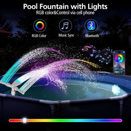 XJUGEZ Pool Fountain with Lights for Above Ground/Ingroun
