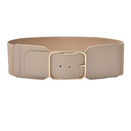 beltox fine Women's Wide Stretchy Cinch Belt 3 Inch Vintage Metal Buckle Belts 26-47 (Fit 32"-37", Khaki)