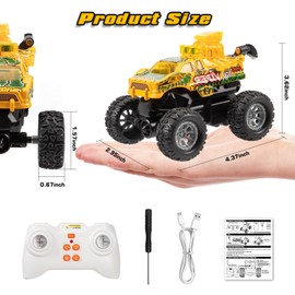 TOHIBEE Monster Truck Toys, 2.4GHz Remote Control Car with Headlight for Kids 3 4 5 6 7 8, Metal Shell, Toddler Toys for Boys Girls 3+ Year Old