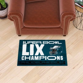 FANMATS 46233 2024-25 Super Bowl LIX Champions - Philadelphia Eagles Starter Mat | Green | 19"x30" | Super Bowl LIX Champions Logo