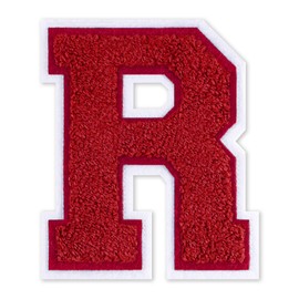 VGROSIA 6-1/2" Red Iron On Letters Large Varsity Letter Patches Large Chenille Letterman Jacket Patches Iron On Patch for Jacket/Hoodie/Varsity R
