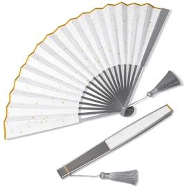 TISUR Men's Iron Fan, Foldable, Durable, High Quality, Metal, Fabric Fan, Japanese Style, Kimono, Kabuki Accessories, Japanese Souvenir, Taichi, Kung Fu Performance, Martial Arts Mai, Gift, Yukata