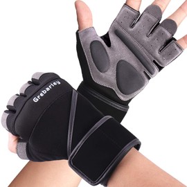 Grebarley Fitness Gloves, Training Gloves for Men and Women - Fitness Gloves for Strength Training, Bodybuilding, Weight Sports & Crossfit Training (M, Long Update)
