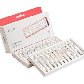 HIMI - Juego de pintura de gouache, 24 colores, 12 ml, con pigmentos ricos, pintura de gouache no tóxica, adecuado para principiantes, artistas y pintores de pasatiempos. Hermosos regalos