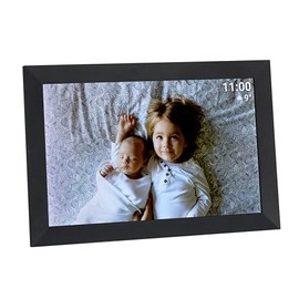 TFA Dostmann Digital WLAN Photo Frame 10 Inches, 37,1000, with Frameo App, USB Port, for Video and Photos, Time + Weather Display, Easy Setup, Black