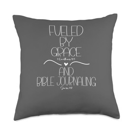 Fueled By Grace and Bible Journaling Christian Woman Faith S Throw Pillow