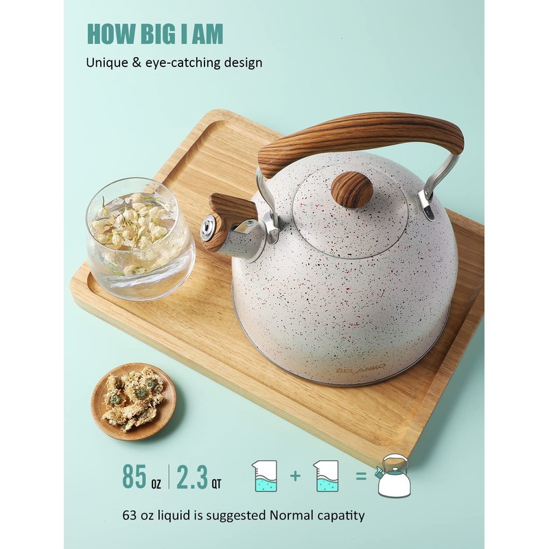 Tea Kettle, BELANKO 85 OZ / 2.5 Liter Whistling Tea