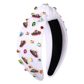 vokone Mexican Headbands for Women Beaded Sombrero Hat Headband Jeweled Crystal Knotted Headband Taco Tuesday Cincode Mayo Party Headwear Hair Accessories Beaded Sombrero