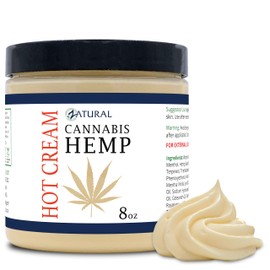 Zatural Hemp Hot Cream Massage Joints and Muscles and Body Wraps Essential Oil Blend, Aloe, Hemp, and More (8oz jar)