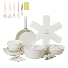 BECIGAR 23PCS Ceramic Pots and Pans Set,Nonstick, Removable Handle Pots and Pans Set Ceramic, Stackable Ceramic Pan Set, Ceramic Nonstick Pan Pots and Pans Set Non Stick Ceramic for Easy Cooking