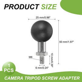 PATIKIL 1" Ball Mount Base Ball Adapter with M6 Threaded Bolt Stainless Steel for Action Camera Camcorder Compatible for Double Socket Arms Mount Motorcycles Electric Vehicle, Silver