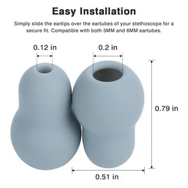 Silicone Stethoscope Ear Tips, Gray, 10 Pcs, Universal Replacement Earpieces, 0.79×0.51 Inch