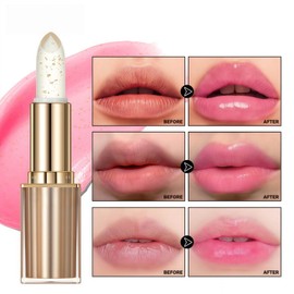 Gold Foil Color Changing Lipstick,Transparente Gold Crystal Color Changing Lip Stick,Transferproof Co/lor Chang/ing Lipsticks,Go/ld Long Lasting Lip/sticks,Moisturizing Lip/stick