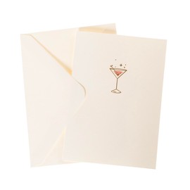 Graphique Pink Martini Cards, Pack of 10 Cards with Envelopes, All Occasion Greetings, Blank Inside, Gold Foil Embossing, La Petite Press Collection Boxed Set, 3.25" x 4.75"
