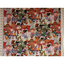 David Textiles Christmas Fabric Barnyard Animals Quilters Cotton BY THE YARD