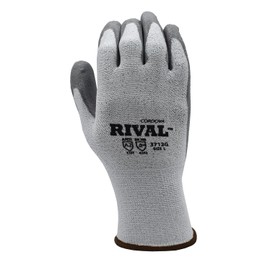 Cordova 3712GL Rival Light Gray 13-Gauge HPPE Shell Gloves, Gray Polyurethane Palm Coating, ANSI Cut Level A2, Large, 3-Pack