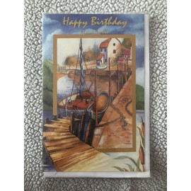 Premium Greetings Happy birthday Grandfather Boat Water Vintage look Very sweet What is A Grandpa?