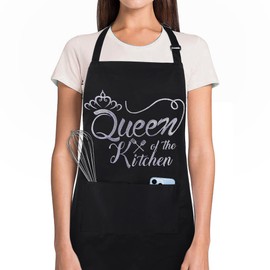 Funny Aprons for Women with Pockets, Kitchen Cooking Grilling Bbq Cute Chef Apron, Mothers Day Birthday Gifts for Women (Black/Funny)