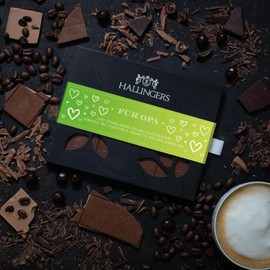 Hallingers Für Opa - Vollmilch Edel-Schokolade mit Pistazie & Amaretto - handmade (Box) - Geschenkideen Weihnachten & Geschenke Weihnachten | Jahrestag Neues Zuhause Glückwünsche