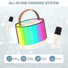 Ankilo Karaoke Machine for Kids Adults, Mini Karaoke Machine 2 Microphones Portable Kids Microphone with 5 Voice Changing Effects Gifts for Girls Boys