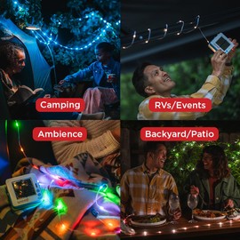 LuminAID Color Solar String Light with Phone Charger - Multicolor Tent Lights for Camping - 23 ft Sting Lights Perfect for Camping, Backyard, Patio, RVs, Power Outages (1 Pack)