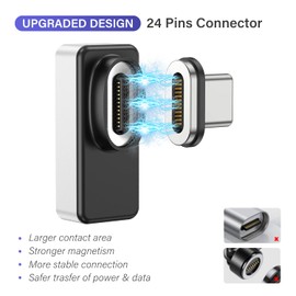 USB C Magnetic Adapter 24Pins, Magnetic Type C Connector with 2 Tips, 240W Fast Charge USB 4.0 40Gbps Data Transfer 8K@60 Hz Video Output USB-C Magnet Converter for Steam Deck and Type-C Devices