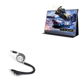 BoxWave Cable Compatible with BEDAIL Gaming Portable Monitor (17.3 in) - AllCharge miniSync, Retractable, Portable USB Cable - Jet Black