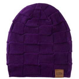 REDESS Beanie Hat for Men Winter Warm Hats Knit Slouchy Thick Skull Cap Dark Purple