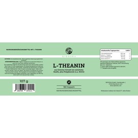 QIDOSHA L-Theanine & EGCG from Green Tea Extract, 180 Capsules in Pharmacist Glass, 500 mg per Capsule, of which 40% L-Theanine, 30% Tea Polyphenols & 10% EGCG, Active Ingredient Content Tested in