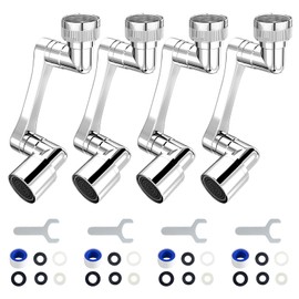 Longing Home 1080° Swivel Faucet Extender, Heavy Duty Rotating Sink Extension, Universal Swivel Multifunctional Robotic Arm, Rotating Splash Filter Extension Faucet Aerator for Kitchen Bathroom-4 Pcs