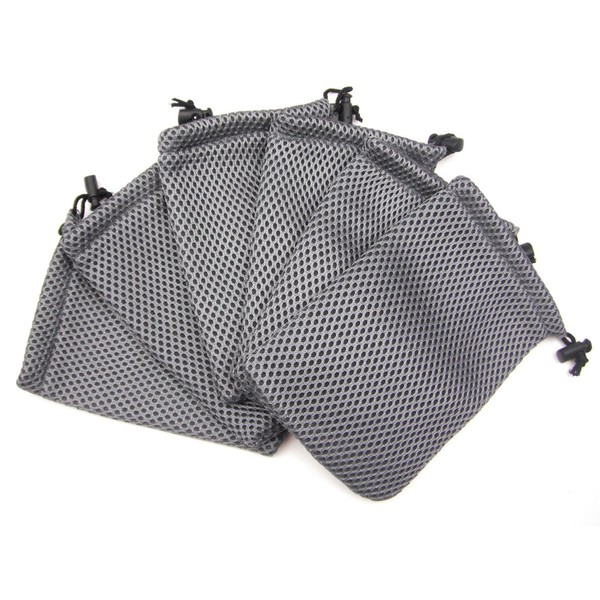 ALL in ONE 6pcs Grey Nylon Mesh Drawstring Bag Pouches