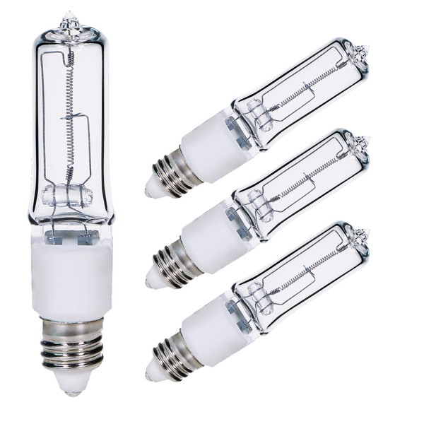 4-Pack JDE11 120V 75W Dimmable Halogen Bulb T4 Mini Candelabra