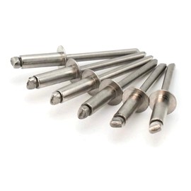 Stainless Steel Pop Rivets 3/16 Diameter #6 All 304 Stainless Steel Blind Rivets 6-6, 3/16" x 3/8" Grip (0.251-0.375) QTY 100
