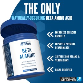 Applied Nutrition Beta-Alanine Amino Acid Pre Workout Powder 3000mg per Serving Enhances Training Duration & Physical Performance Gluten Free, Suitable for Vegans (300g - 100 Servings) (Unflavoured)
