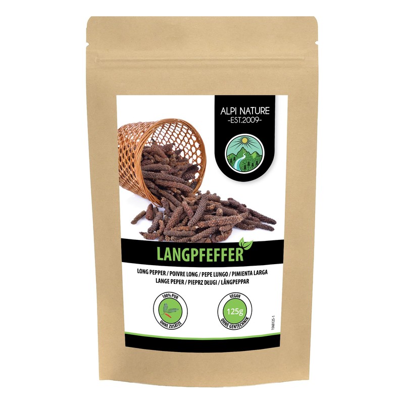 Long pepper (125g, 4.4oz), long whole pepper, 100% natural pepper