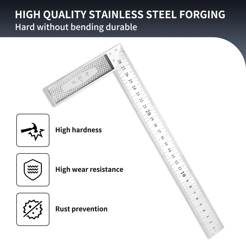 2 PCS Combination Square, 12 Inch Square Tool Adjustable Set