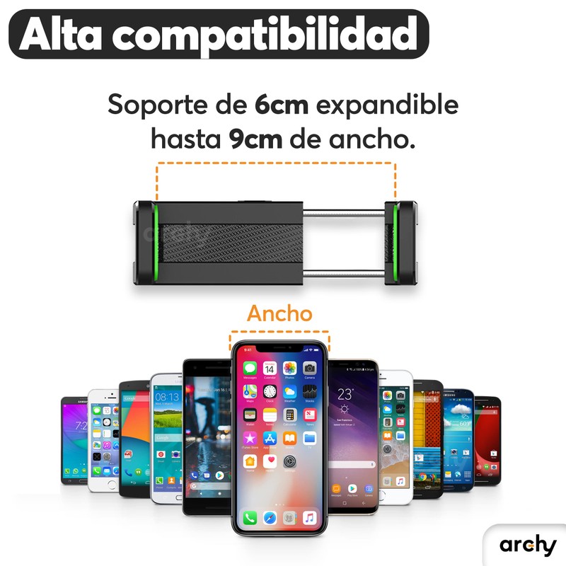 Archy Soporte para Celular Automovil Brazo Articulado Multiuso Sujetador Parasol